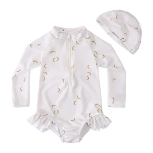 Strój Kąpielowy + Kapelusz Dla Dziewczynki Falbanki 