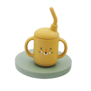 Kubek Niekapek Silikonowy Słomka Kolorowe Wzory 