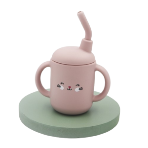 Kubek Niekapek Silikonowy Słomka Kolorowe Wzory