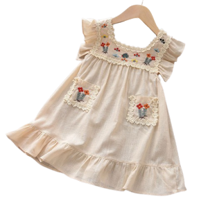 Sukienka Letnia dla Dziewczynki Haftowana w Kwiaty