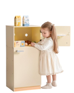 Drewniana lodówka do zabawy stylowa kuchnia dla dziecka