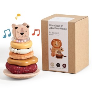 Grający Tygrysek Układanka Montessori wieża do układania