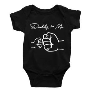 Body Dziecięce Krótki Rękaw Czarne Nadruk Daddy + Me Bawełna