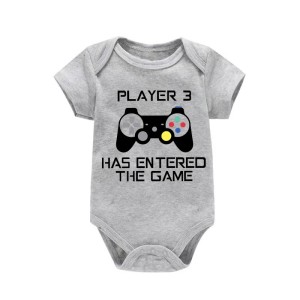 Body Dziecięce Krótki Rękaw Szare Nadruk Player 3 Pad Bawełna