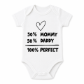 Body Niemowlęce Białe z Nadrukiem 50% Mommy 50% Daddy Krótki Rękaw
