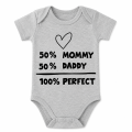 Body Niemowlęce Szare z Nadrukiem 50% Mommy 50% Daddy Krótki Rękaw
