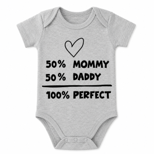  Body Niemowlęce Szare z Nadrukiem 50% Mommy 50% Daddy Krótki Rękaw