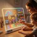 Podświetlana tablica LED do rysowania i notatek – Akrylowa tablica świecąca neonowa z mazakami i cyfrowym wyświetlaczem USB-C