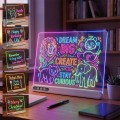 Podświetlana tablica LED do rysowania i notatek – Akrylowa tablica świecąca neonowa z mazakami i cyfrowym wyświetlaczem USB-C
