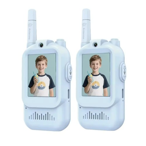 Walkie Talkie dla dzieci z kamerą i ekranem wideo zestaw 2 sztuki – Krótkofalówki bezprzewodowe akumulatorowe zasięg do 1,5 km USB