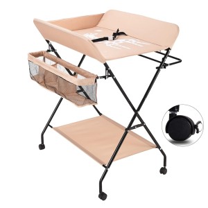 Przenośny składany przewijak dla dziecka na kółkach